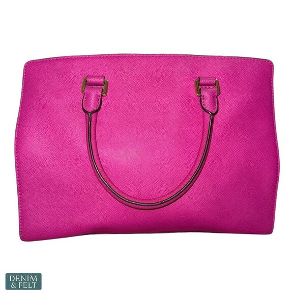 Michael Kors Selma Large Saffiano Leather Satchel Tote Bag Fuchsia Pink - Picture 6 of 14